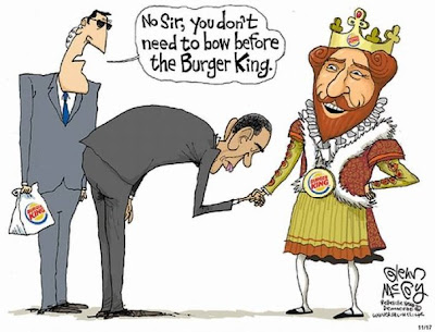 burger king king. bowing to the Burger King,