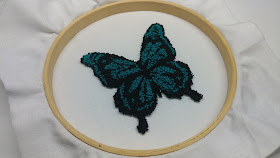 Needle punch butterfly made with Aurifil 12wt thread as art quilt accent