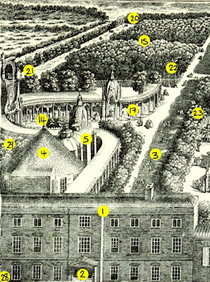 Vauxhall Gardens from an engraving dated 1751  from South London by W Besant (1899) - left section