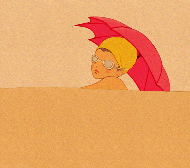 Ilustraciones,Swimmers,Anny Wong,Illustrations,niños,kids,playa,beach,mar,sea,verano,summer,lapicero,pencil,photoshop,gorro,baño,gafas,bucear