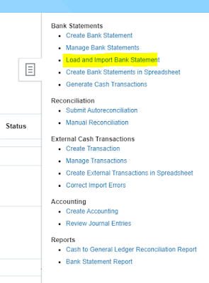 How to load Bank statement in oracle cloud