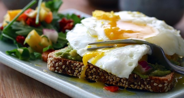 Egg on Avocado Toast and Salad