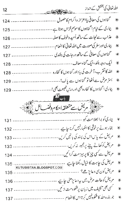 Index of Allah Taala Ki Bakhshish Ke Andaz Book