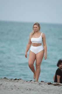 Iskra Lawrence White Bikini Photoshoot at Miami Beach