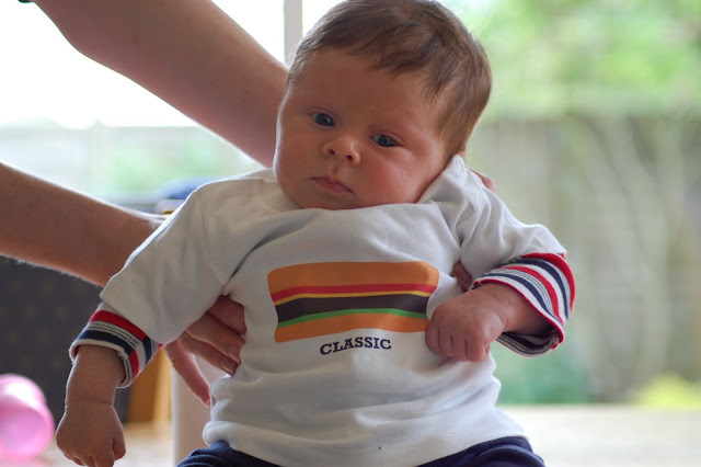 Baby 'Slider' Hamburger Me! sporting his classic burger Tee (it's 3-6 months so a little big on him!)