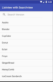 Searchview in android example.,searchview with listview in android