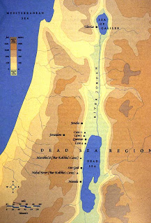 Closeup Dead Sea map in the Westbank and Israel