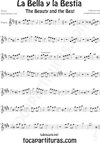 Partitura de La Bella y la Bestia para Flauta Travesera, flauta dulce y flauta de pico by Disney The Beauty and the Beast Sheet Music for Flute and Recorder Music Scores