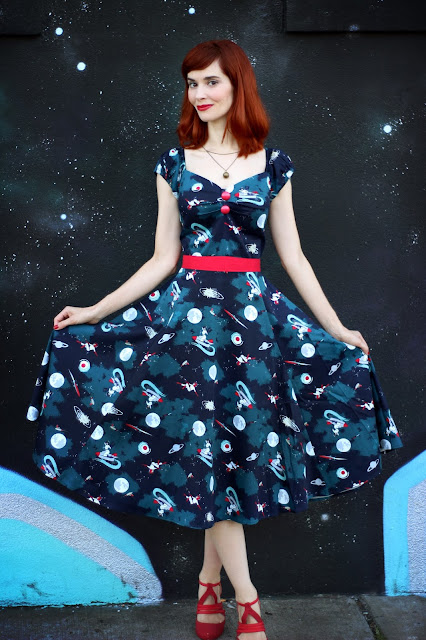 Collectif Clothing Mainline Dolores Space Pin Up Doll Dress
