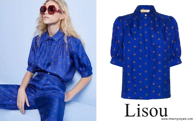 The Princess of Wales wore LISOU Betty Rainbow Print Silk Shirt - Blue
