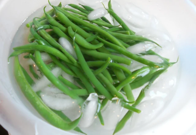 Green Beans in an Ice Bath