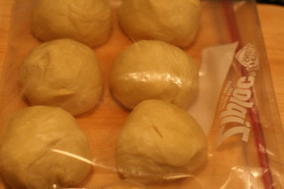 place dough inside a plastic freezer bag