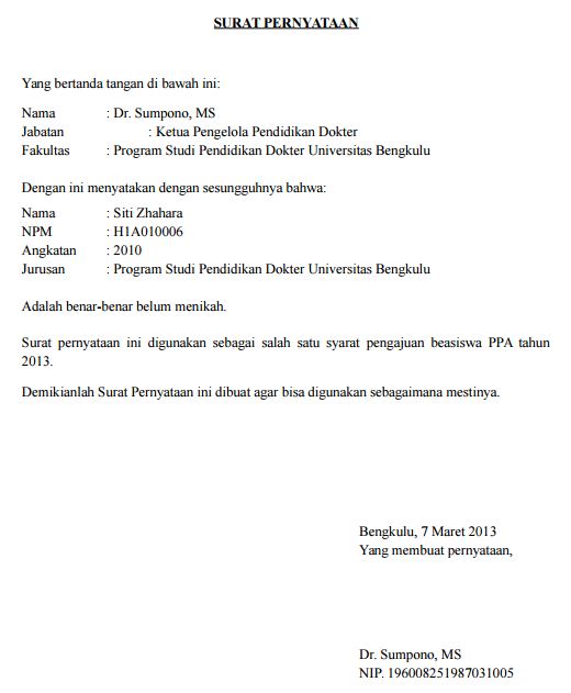 Contoh Surat Pernyataan Warga Rt - Contoh 0917