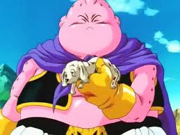 "Majin Boo curando al perrito herido"