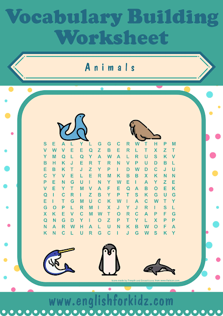 Polar animals word search worksheet - printable ESL materials