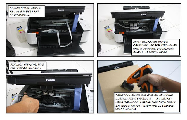 cara memasang tinta infus pada printer canon mp258