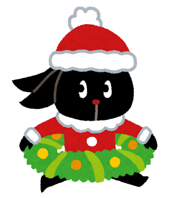 クリスマスリースを持った ぴょこ のイラスト