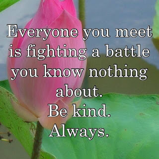 Everyone you meet is fighting a battle you know nothing about. Be kind. Always.