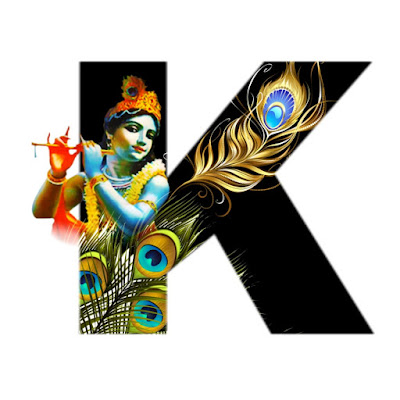 English Alphabets K with Lord Krishna Image