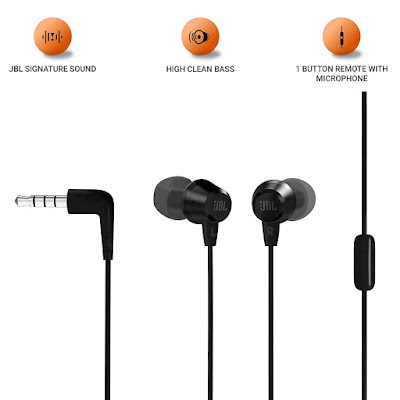 JBL C50HI in-Ear Headphones with Mic (Black)