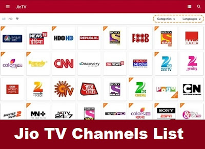 Jio TV channels list