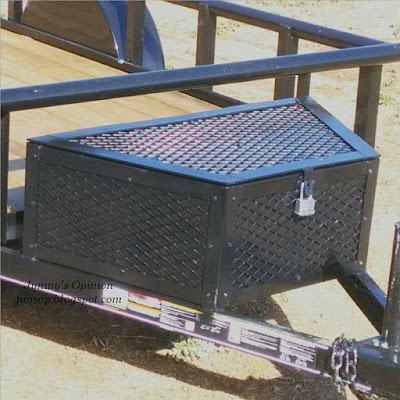 After image of utility trailer toolbox with sheet metal walls added to close it in.