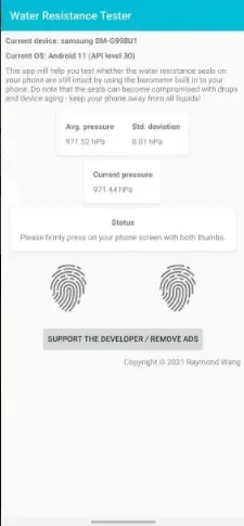 تطبيق Water Resistance Tester يخبرك عن مدى مقاومة هاتفك الذكي Galaxy للماء.