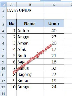 database kemlompok umur