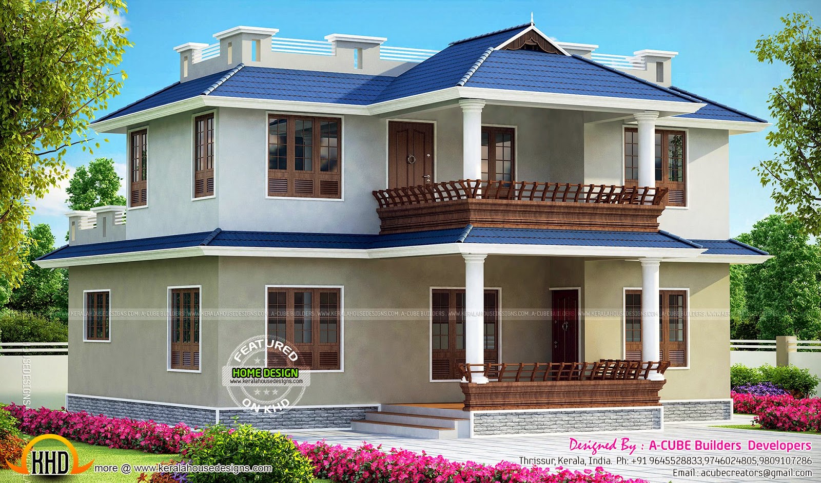 3 bedroom  double storied Kerala  home  Kerala  home  design  