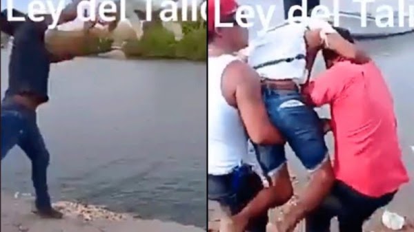 La #LeyDelTalión: lanzó un perro al lago y vecinos se encargaron de darle su merecido.