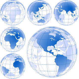 青く透明な地球儀 Blue Earth Globe Vector Set