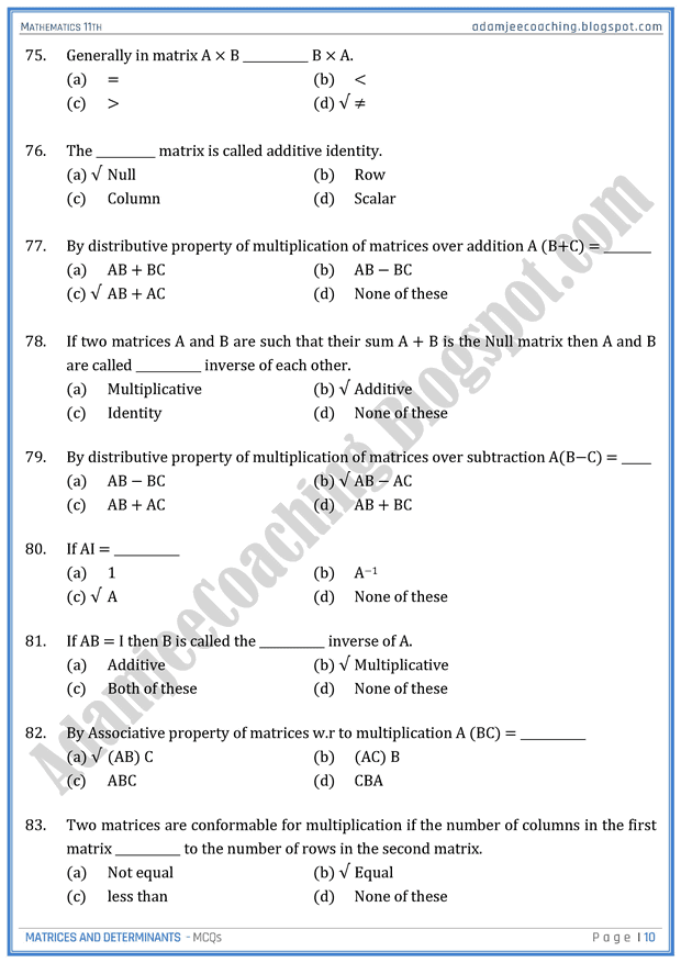 matrices-and-determinants-mcqs-mathematics-11th