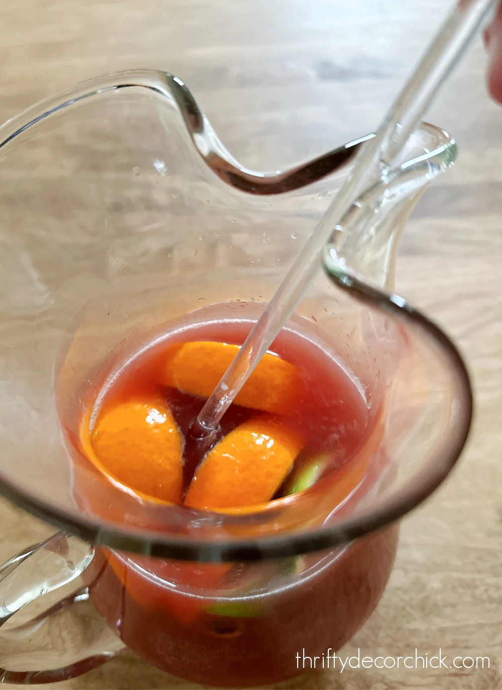 sangria in glass pitcher