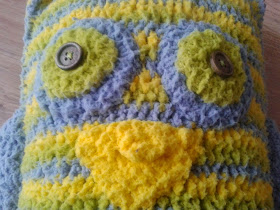 crochet owl pillow