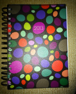 new 2013 diary with spotty cover.