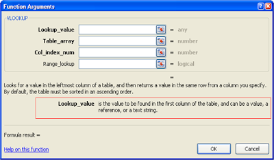 Belajar Excel - Insert Function Argument Window