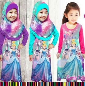 25 Model  Baju  Muslim Frozen  Untuk Anak  Perempuan  2019 