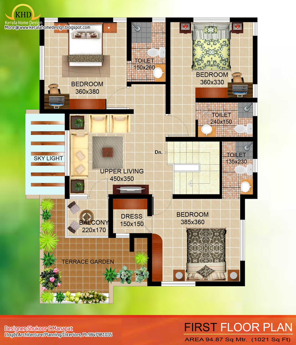 2035 Sq Ft 4  Bedroom  Contemporary  Villa Elevation and 