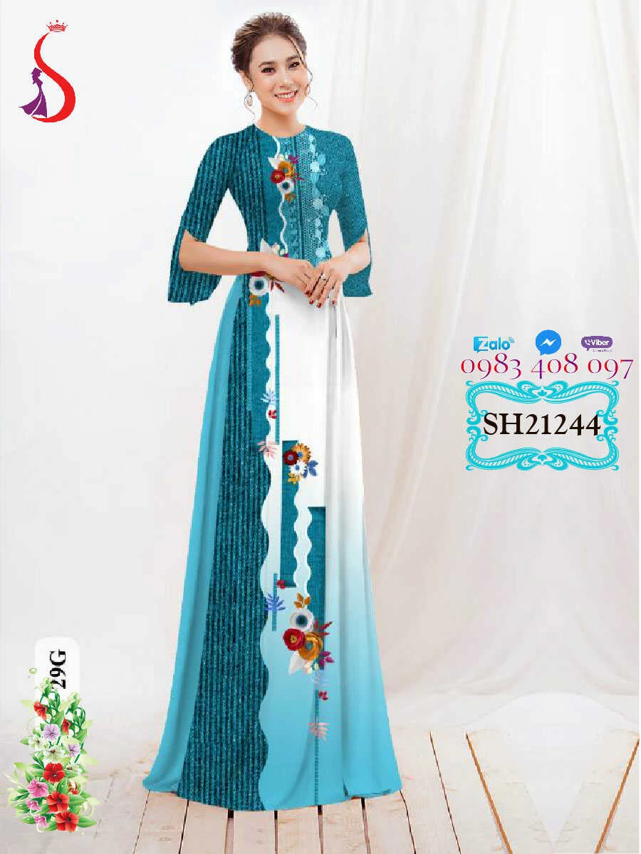 Đẹp nghiêng nước nghiêng thành với áo dài hoa cúc mới SG228245