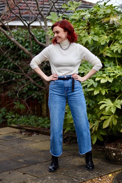 Cropped Wide Leg Jeans, Navy, Cream and DMs * Over 40 Style