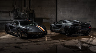 McLaren 570S Coupé ‘Sarthe Grey’ (2019) Front Side and 570S Spider ‘Sarthe Grey’ (2019) Rear Side