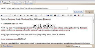 membuat posting atau entri baru di blogger blogspot