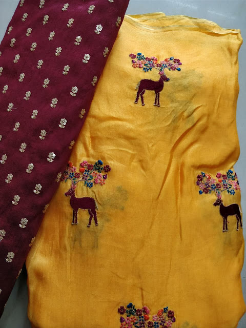 Fancy jute Georgette Sarees With Designer blouse