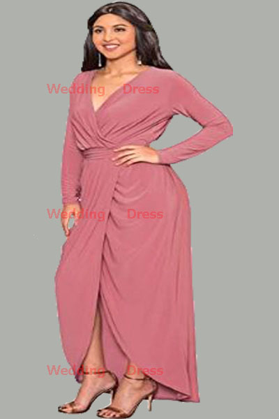 Womens Long Sleeve Formal V-Neck Gown , Maxi Dress for Wedding in June 2021