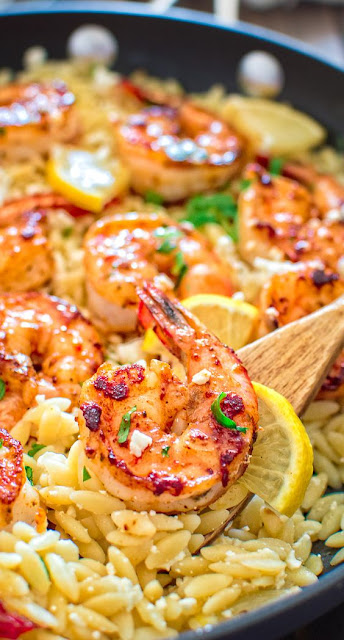 Easy Orzo with Shrimp and Feta