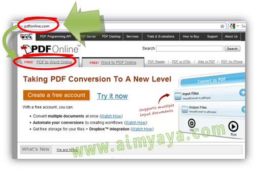 Gambar: Langkah 1. Cara melakukan Convert PDF to WORD secara online.  Konversi file PDF ke word menggunakan pdfonline. Buka Website 