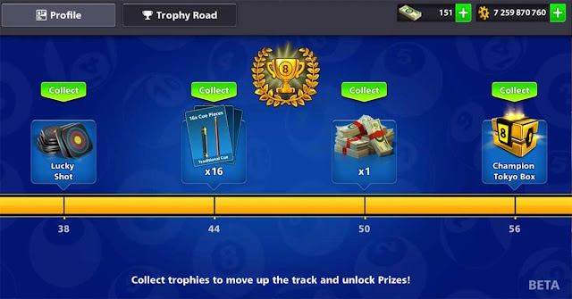 Trophy Road 8 ball pool Free Rewards Trophies