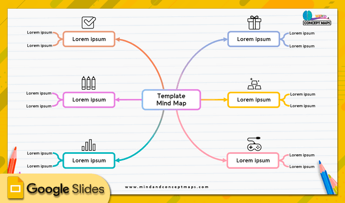 16. Google Slides mind map template with creative lines