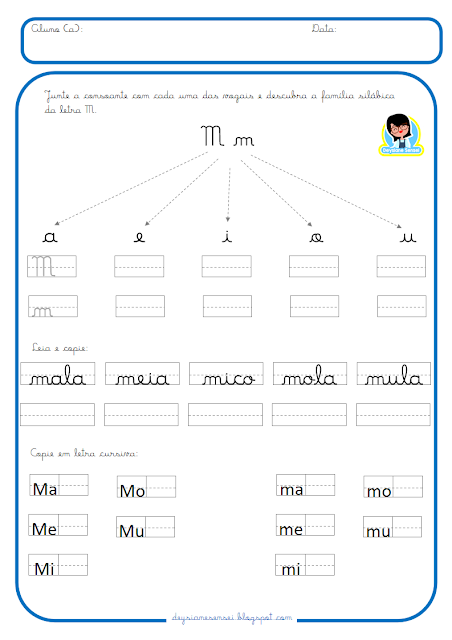 ma me mi mo mu para imprimir Envolva as crianças em uma jornada de aprendizado emocionante com nossas atividades atualizadas sobre a família silábica em letra cursiva. Essas tarefinhas para imprimir, abrangendo as letras de B a Z, oferecem uma maneira divertida e eficaz de praticar a escrita cursiva.  Descubra novas possibilidades de aprendizado com nossas atividades atualizadas sobre a família silábica em letra cursiva. Imprima estas tarefinhas e proporcione às crianças uma oportunidade valiosa de aprimorar suas habilidades de escrita enquanto exploram as letras do alfabeto.