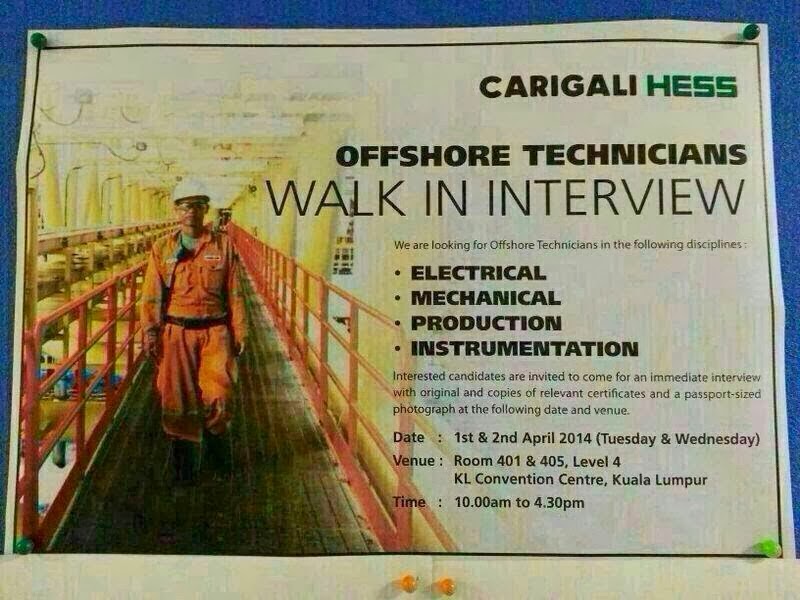 Walk in Interview Oil and Gas at Carigali Hess April 2014 